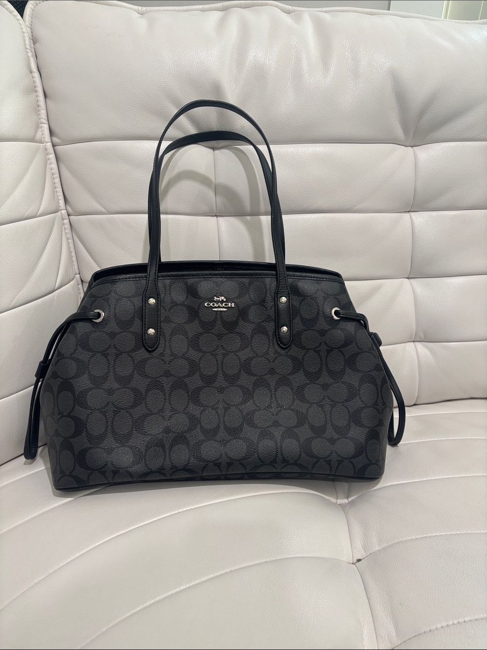 Coach Black Signature Canvas Tote with Double Handles